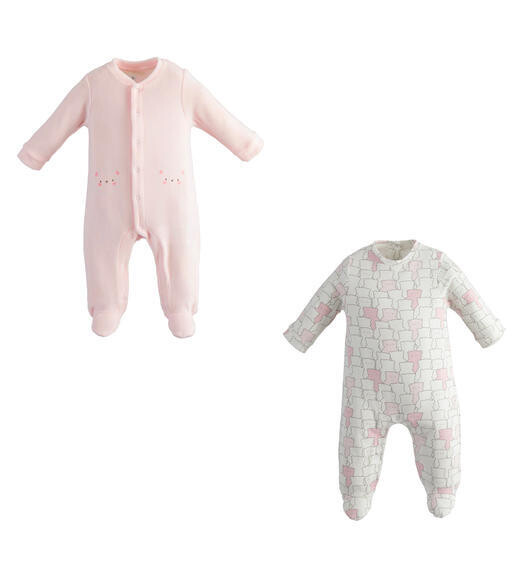 Minibanda Completo pigiami ciniglia/cotone Rosa neonata