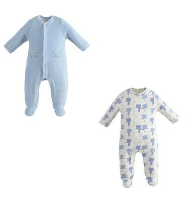 Minibanda Set 2  pigiami ciniglia/cotone Azzurro neonato