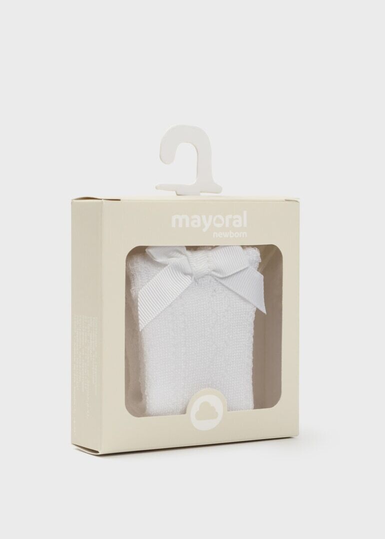 Mayoral Calzini lunghi con fiocco Bianco neonata