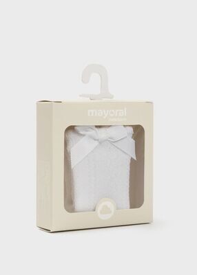 Mayoral Calzini lunghi con fiocco Bianco neonata