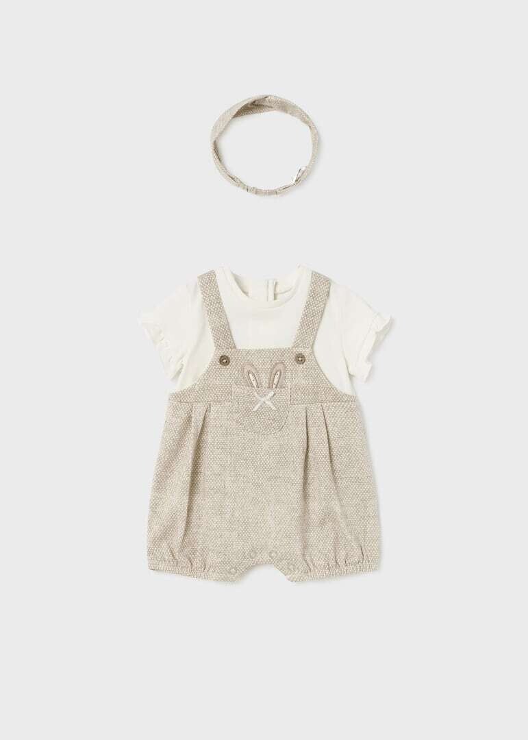 Mayoral pagliaccetto e fascia Bunny Beige neonata