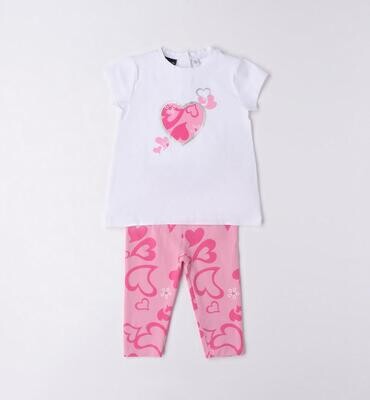Sarabanda completo Cuori Rosa Bianco bambina