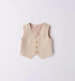 Minibanda Gilet cerimonia Lino Beige neonato