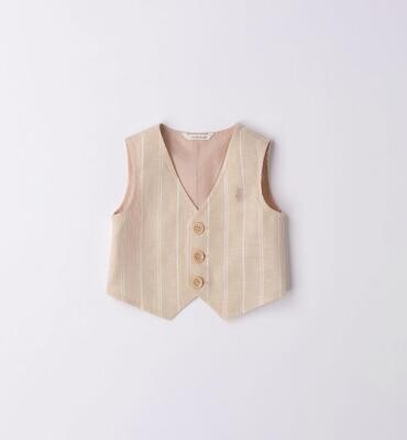 Minibanda Gilet cerimonia Lino Beige neonato