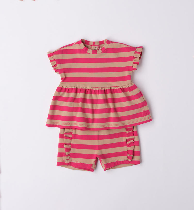 Minibanda completo righe Fucsia Caramel neonata