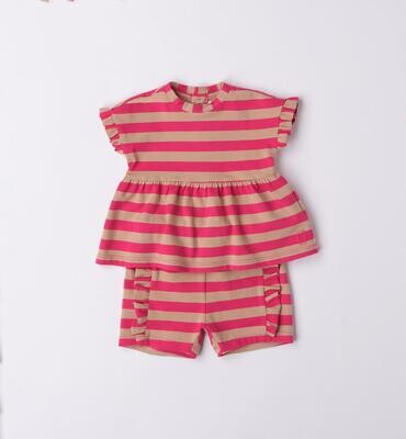 Minibanda completo righe Fucsia Caramel neonata