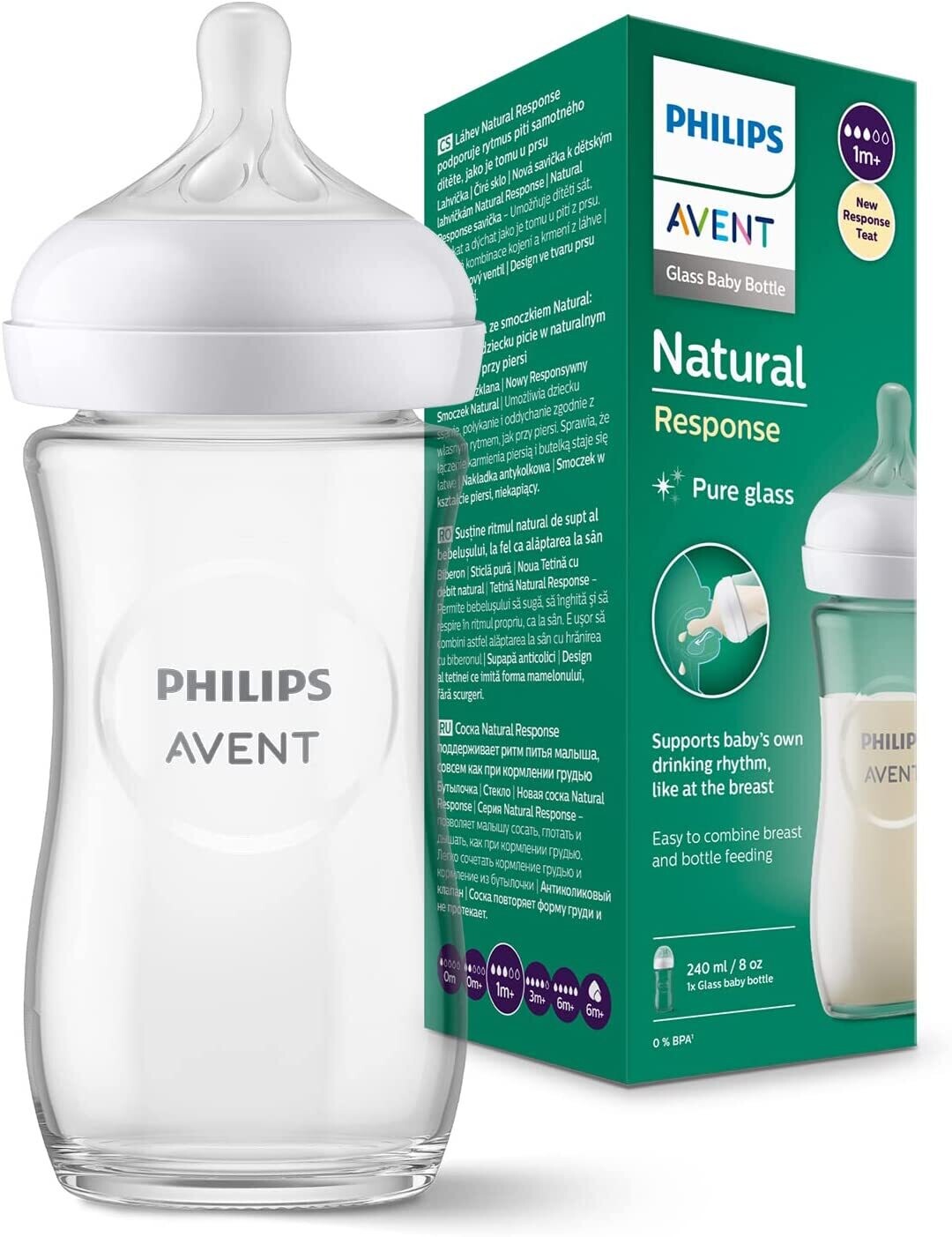 Philips Avent Biberon Natural Response 3.0 in vetro 240 ml