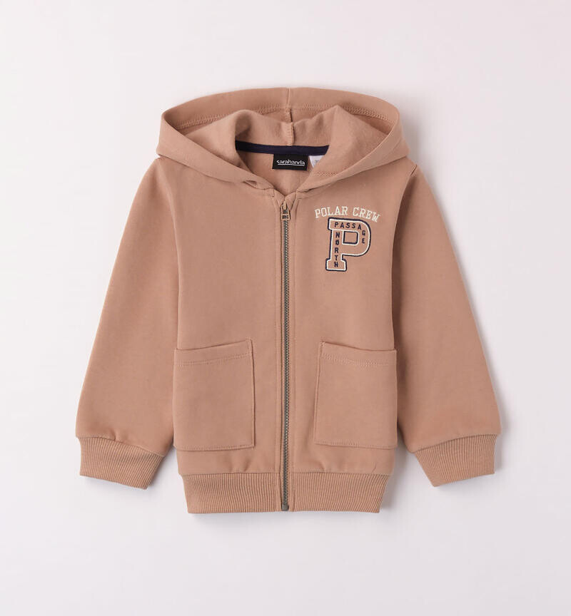 Sarabanda felpa Zip Cappuccio Caffè neonato
