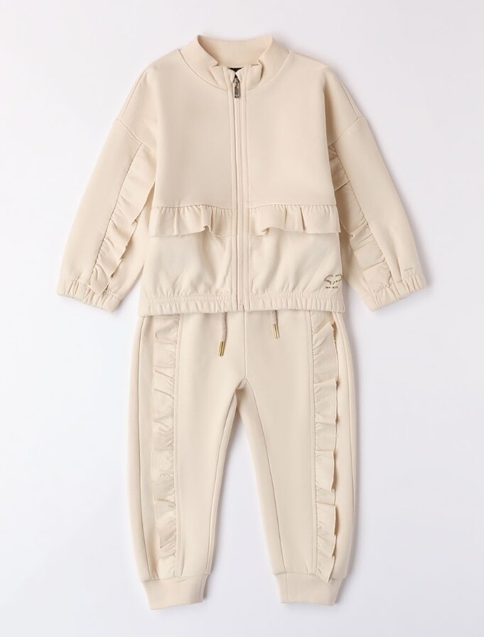 Sarabanda completo tuta Ruches Beige bambina