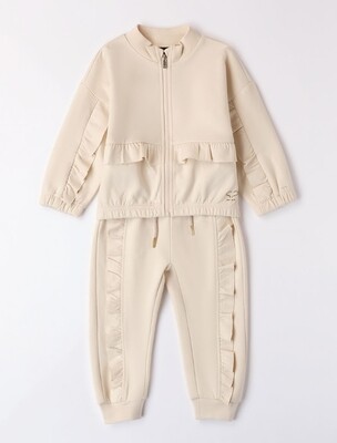Sarabanda completo tuta Ruches Beige bambina