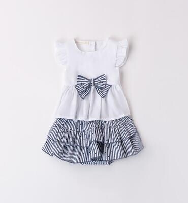 Minibanda completo gonna righe Blu neonata