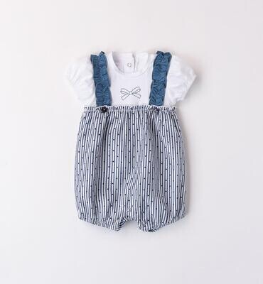Minibanda pagliaccetto righe Blu neonata