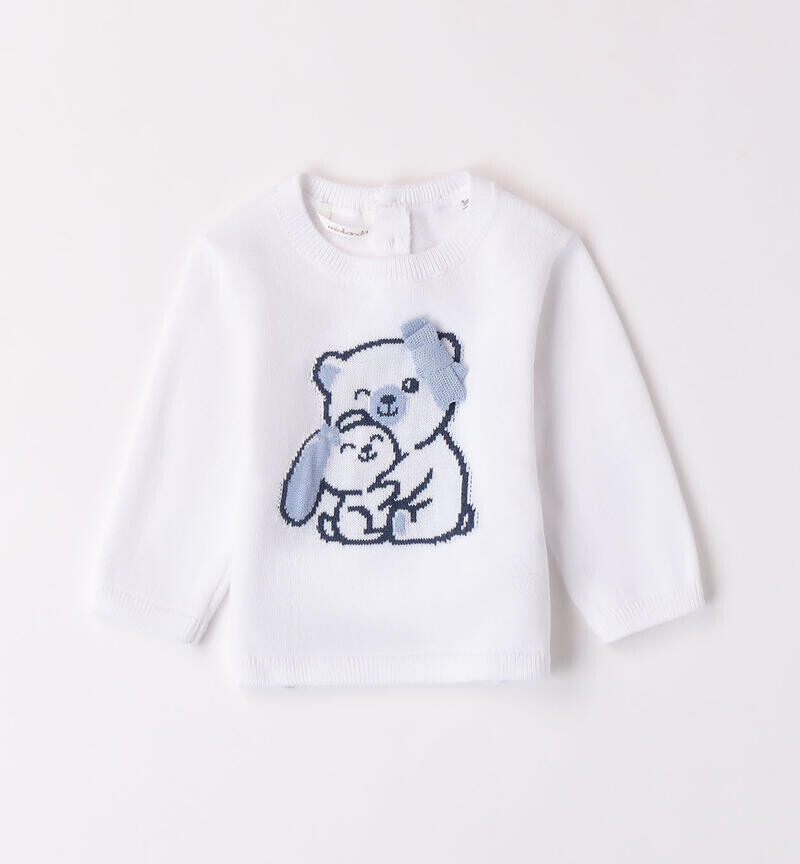Minibanda maglia Tricot Orsetto Bianco neonata