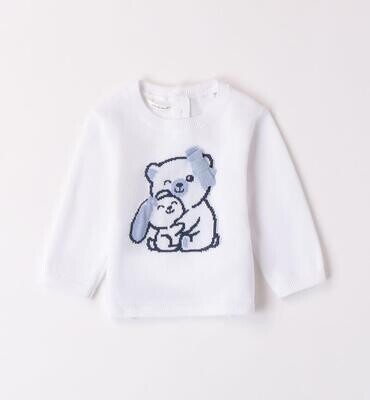 Minibanda maglia Tricot Orsetto Bianco neonata