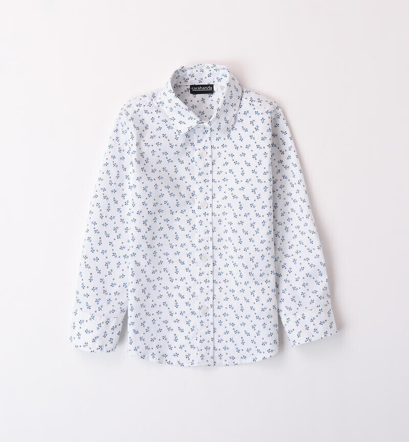 Sarabanda camicia stampa Fiori di Cotone bianco bambino