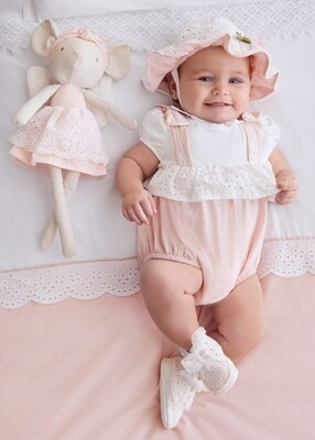 Mayoral completo pagliaccetto e cappello Nude neonata