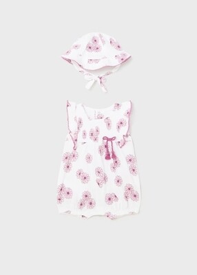 Mayoral completo pagliaccetto cappello Fiori Juicy neonata