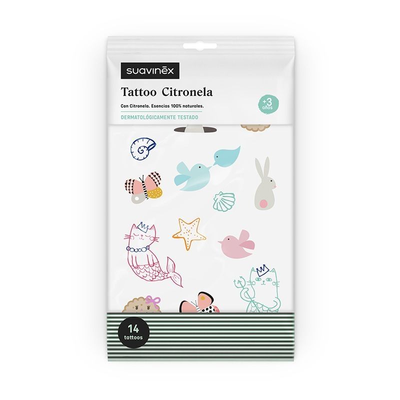 Suavinex tatuaggi antizanzare alla citronella 14 pz , 3 anni+