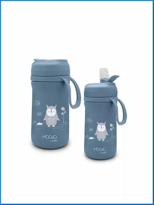 Nuvita Moovo borraccia termica con cannuccia Azzurro, 350 ml