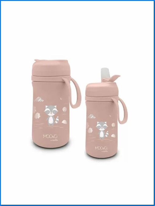 Nuvita Moovo borraccia termica con cannuccia Rosa, 350 ml