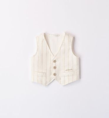 Minibanda Gilet Lino righe Panna neonato