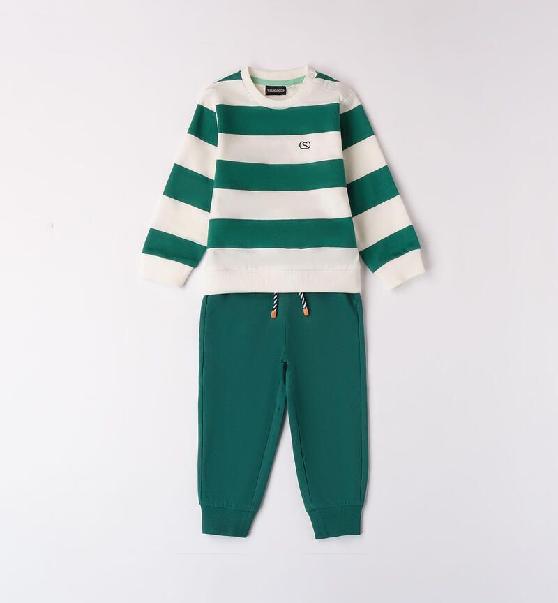 Sarabanda completo tuta righe Verde bambino