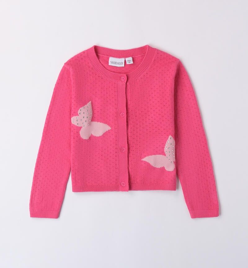 Sarabanda cardigan Farfalle Fucsia bambina