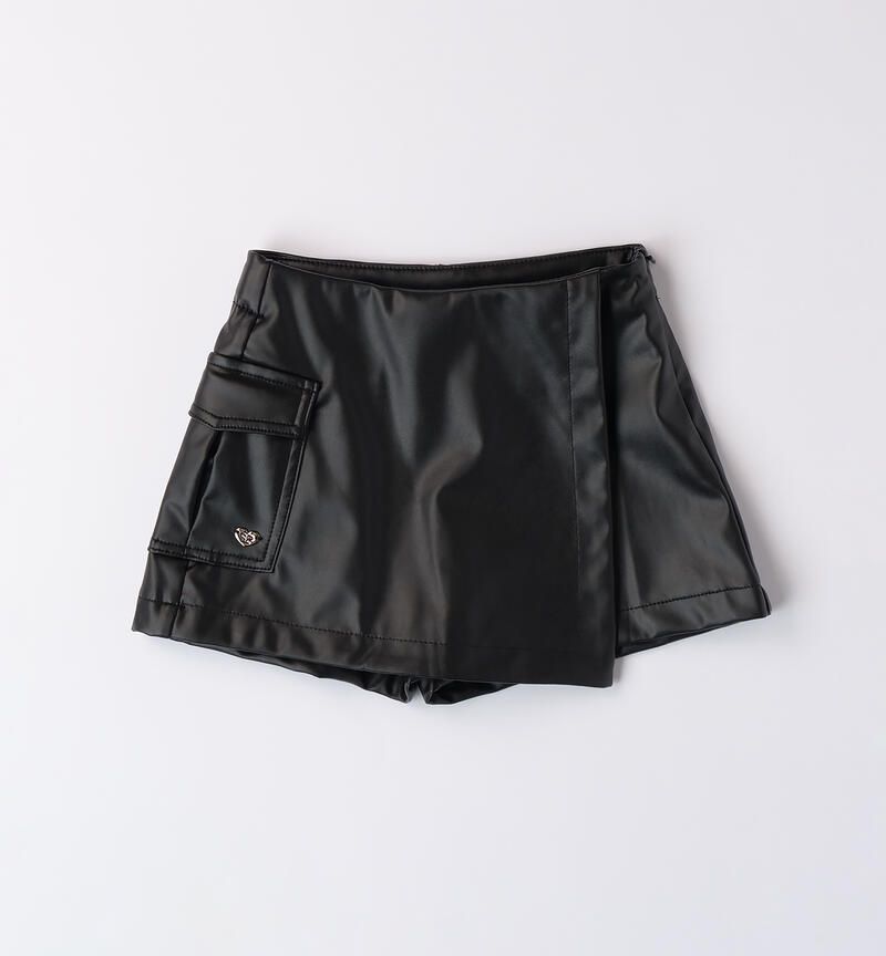 Sarabanda Shorts ecopelle Nero bambina