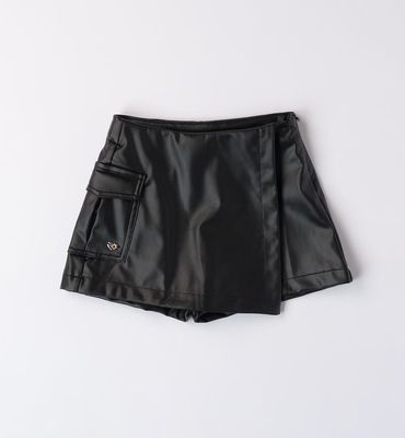 Sarabanda Shorts ecopelle Nero bambina