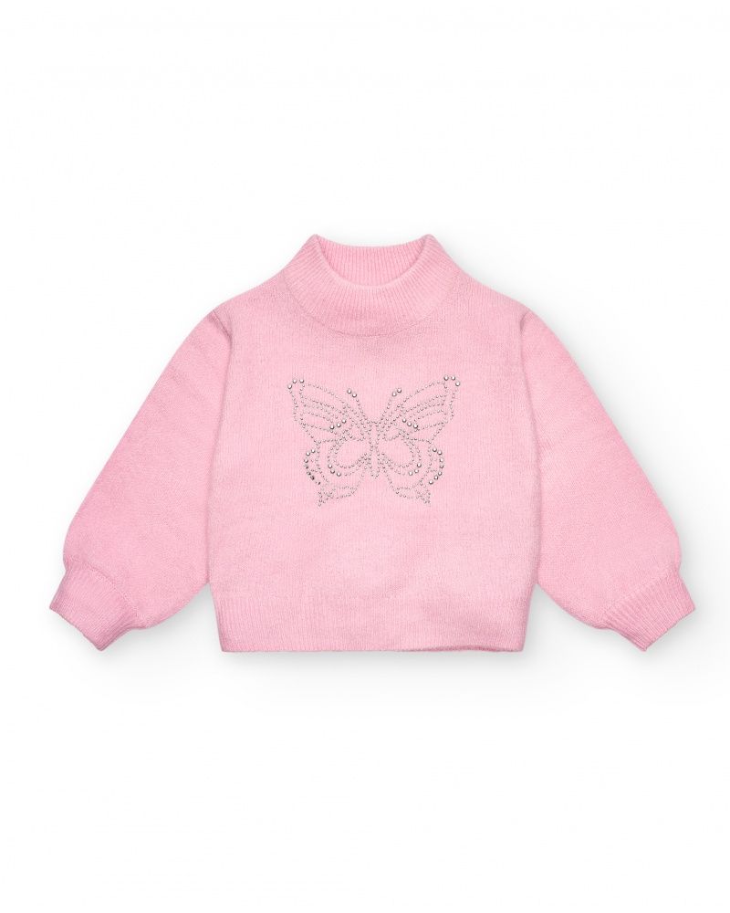 Nath kids maglione Strass farfalla Rosa bambina