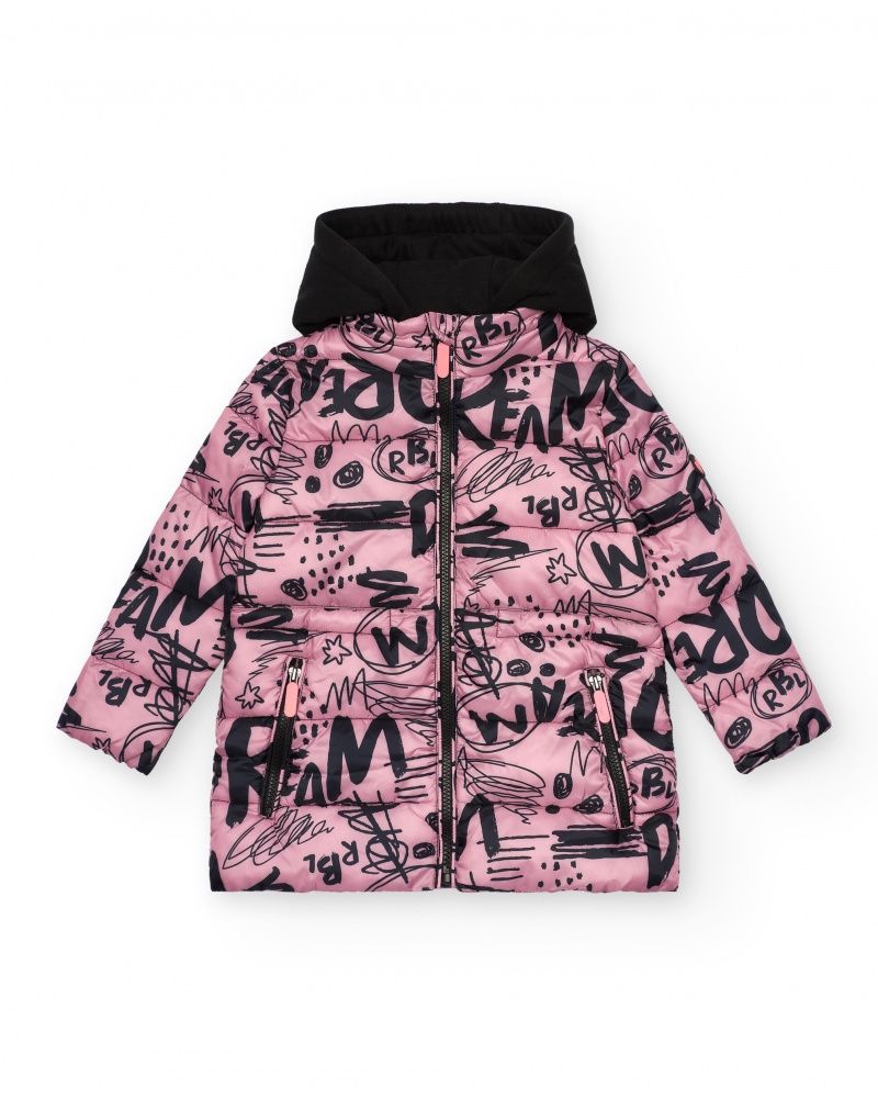 Nath kids cappotto imbottito stampa Rebel Rosa  bambina