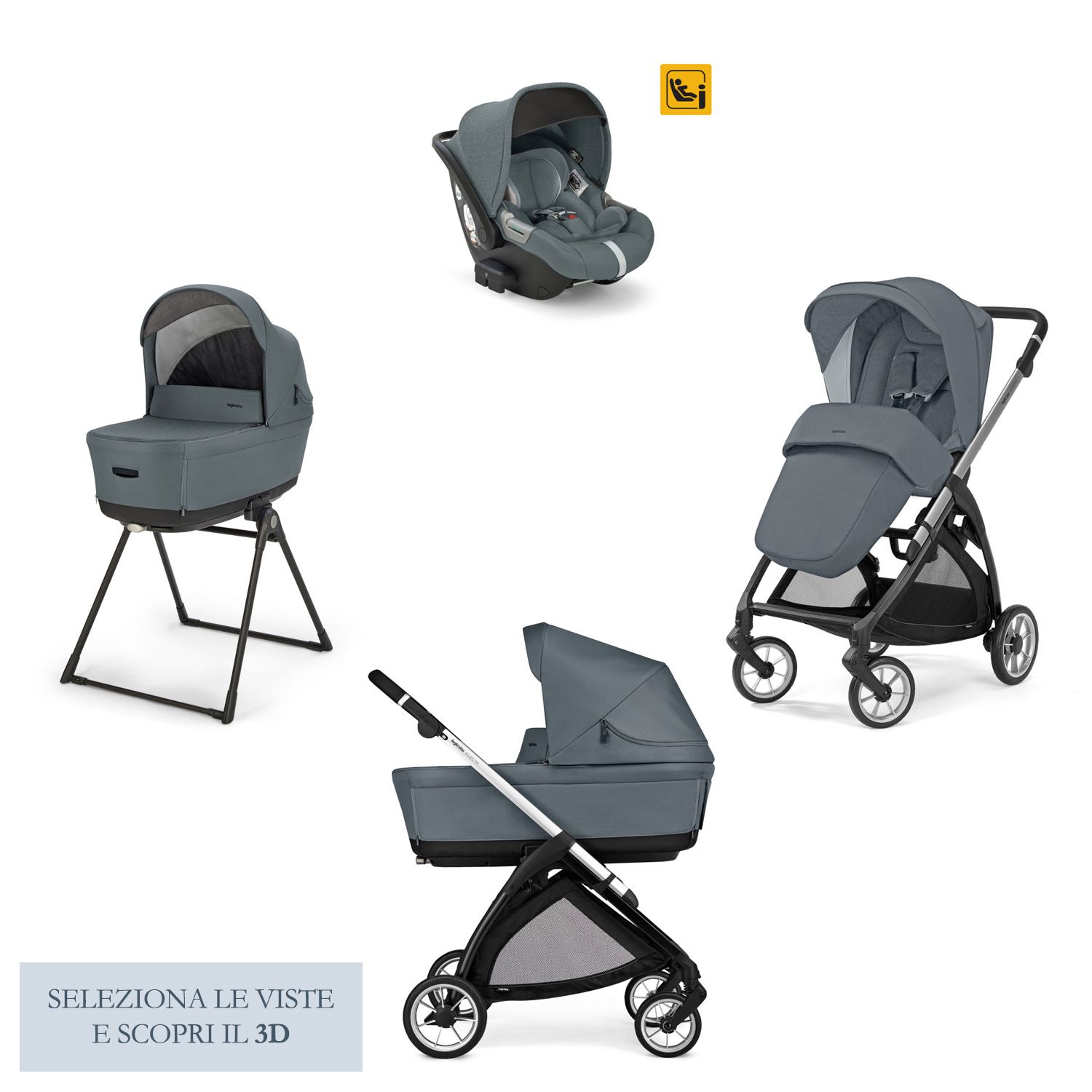 Inglesina Electa System Quattro Union Grey con telaio Silver Black