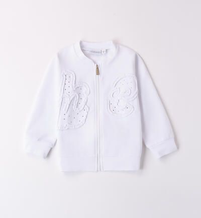 Sarabanda felpa Zip bianco bambina