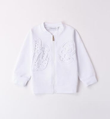 Sarabanda felpa Zip bianco bambina