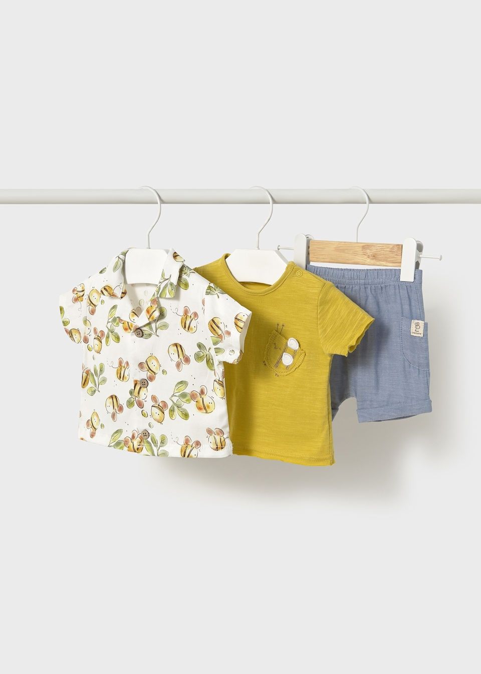 Mayoral completo 3 Pz camicia Oliva neonato