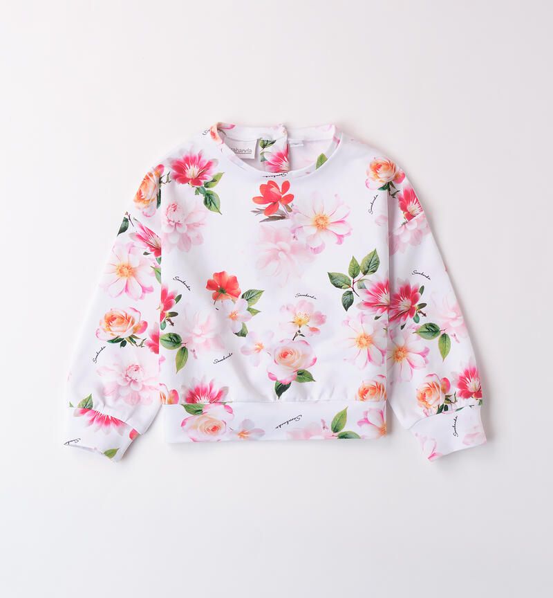 Sarabanda felpa Fiori bianco bambina