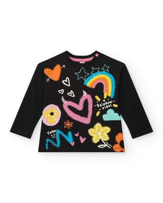 Tuc Tuc maglia Fun Cuori Nero bambina