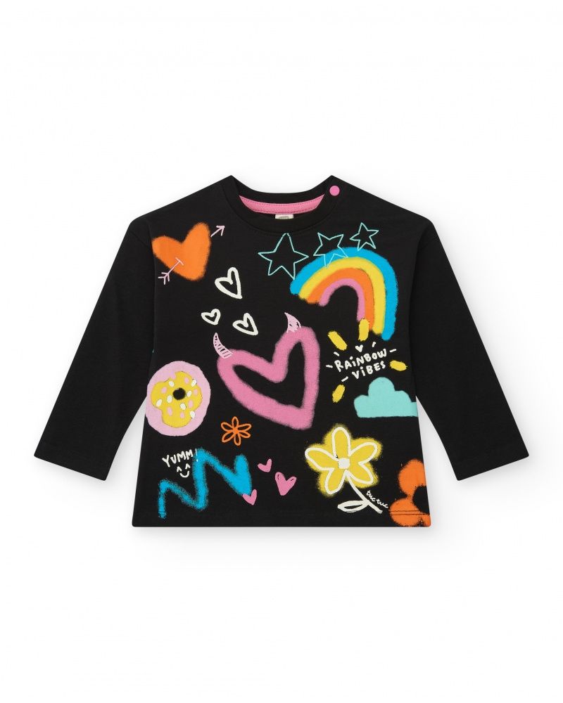 Tuc Tuc maglia Fun Cuori Nero bambina