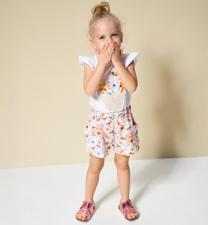 Sarabanda pantalone corto Fiori Arancio bambina