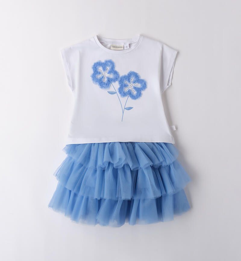 Sarabanda completo gonna tulle Azzurro bambina
