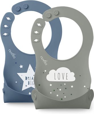 Nuvita bavaglini in silicone arrotolabili Azzurro Grigio, 2 pz