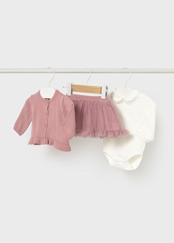 Mayoral Set 3 Pz con gonna Tulle Petalo neonata