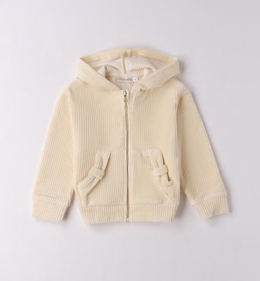 Sarabanda felpa Zip velluto Beige bambina