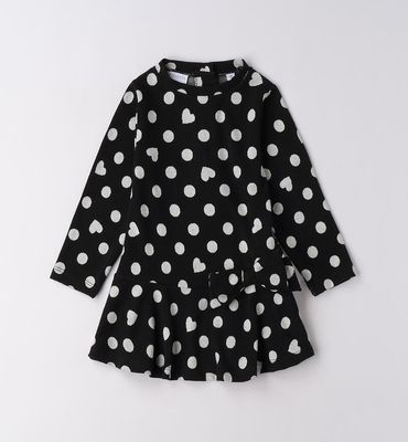 Sarabanda abito caldo tessuto Pois nero bambina