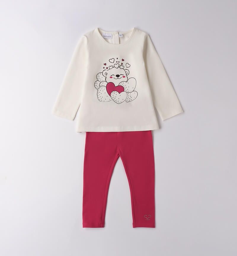 Sarabanda Set leggings Panna Magenta bambina