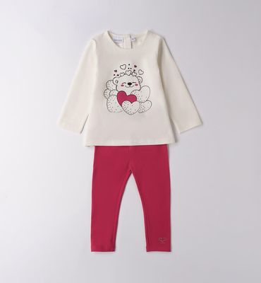 Sarabanda Set leggings Panna Magenta bambina