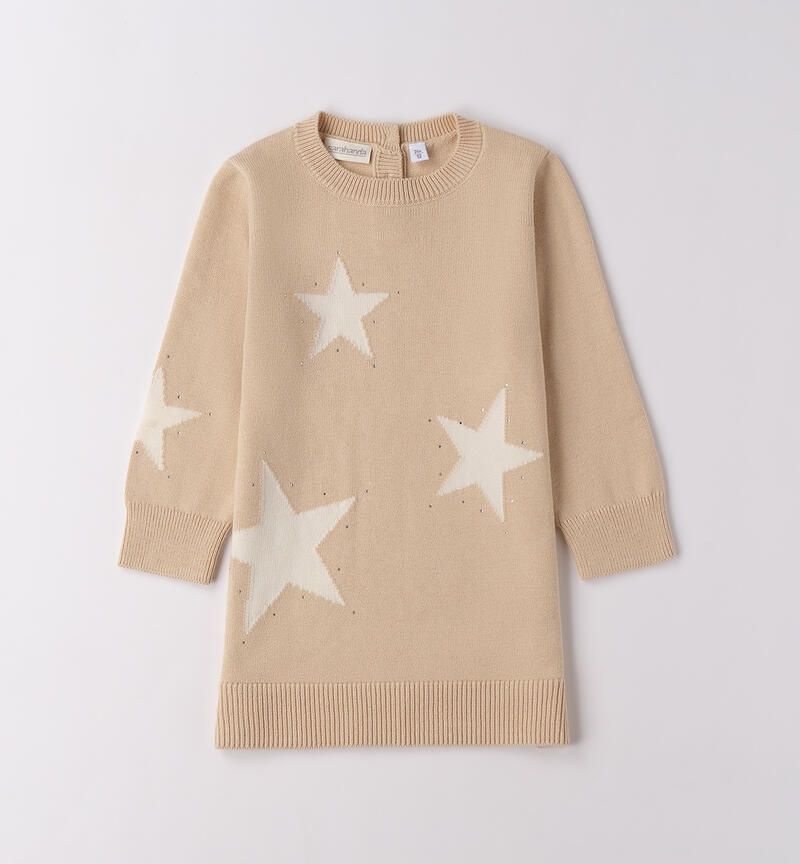 Sarabanda abito Tricot stelle Beige bambina