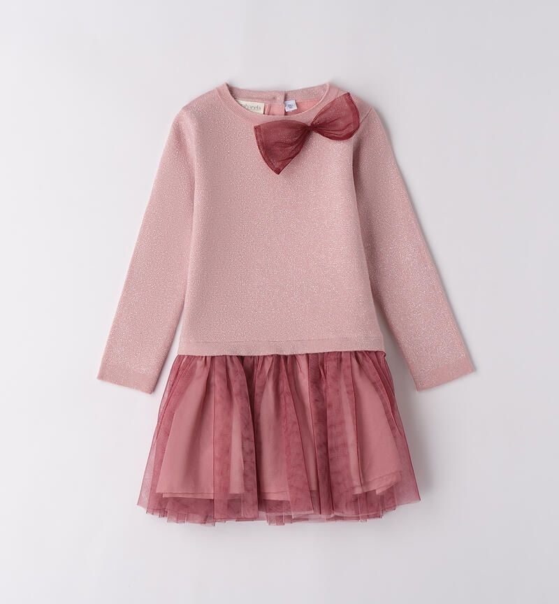 Sarabanda abito Lurex con tulle Rosa bambina
