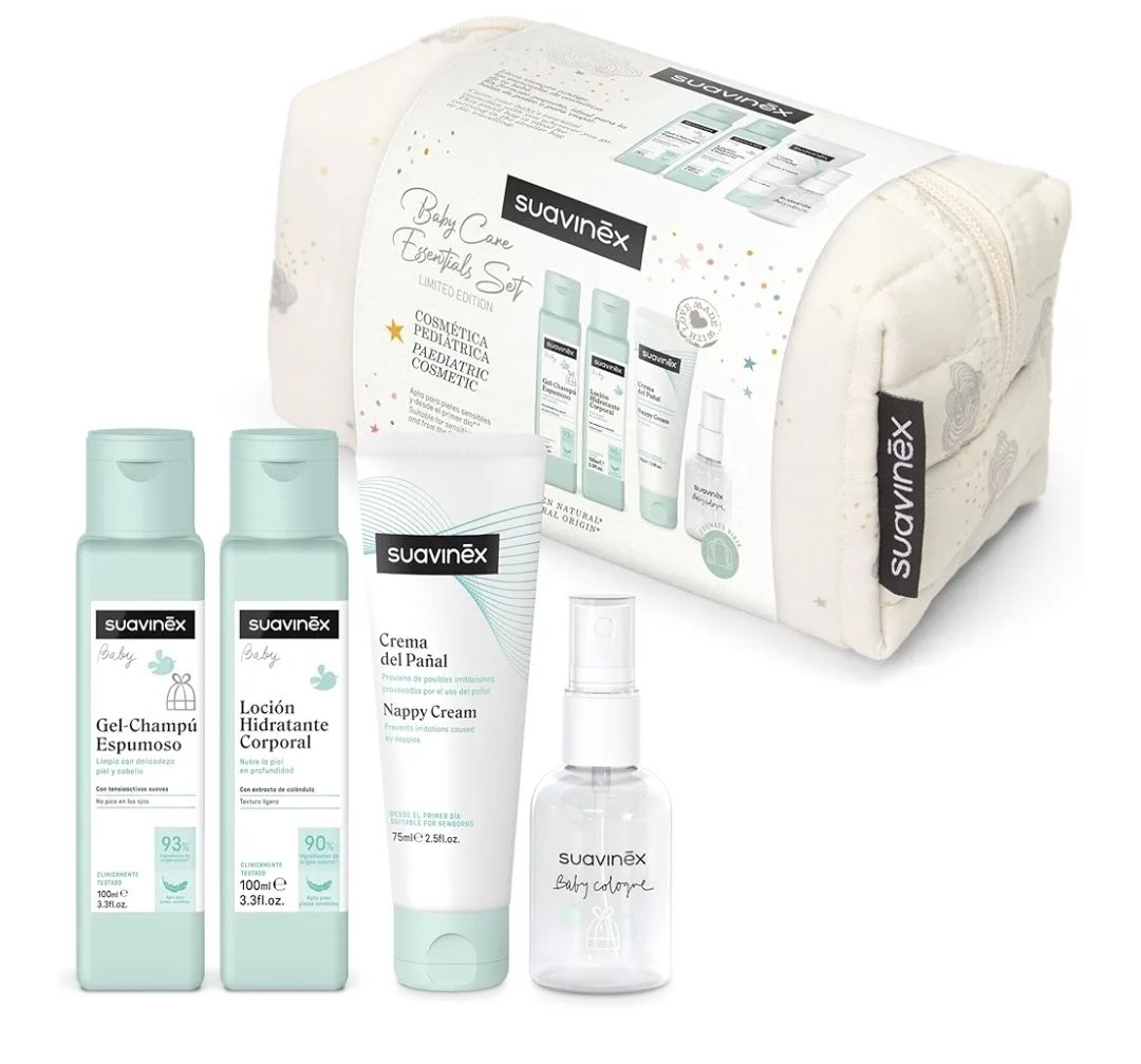 Suavinex Beauty Case in tessuto con cosmetici, Panna