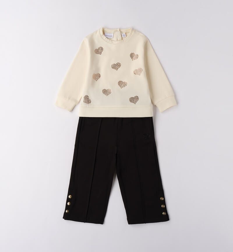 Sarabanda Set Tuta palazzo Crema bambina